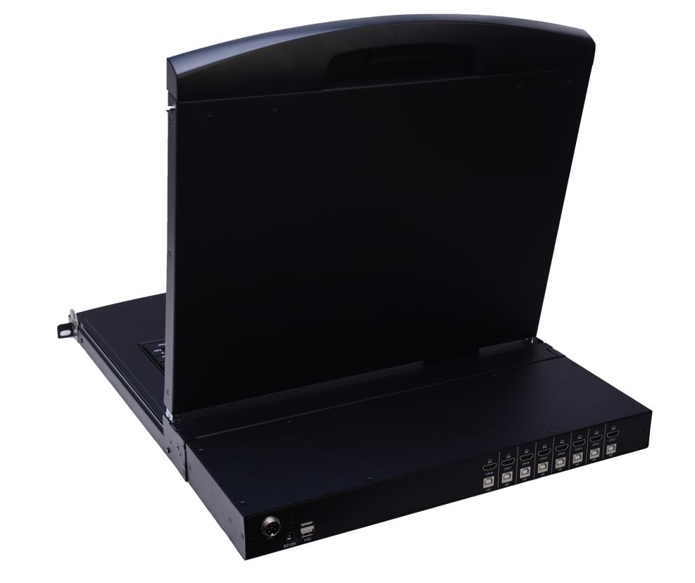AS-7108HLS  (Single Rail, 17” HDMI LCD KVM Switch 8 Ports)